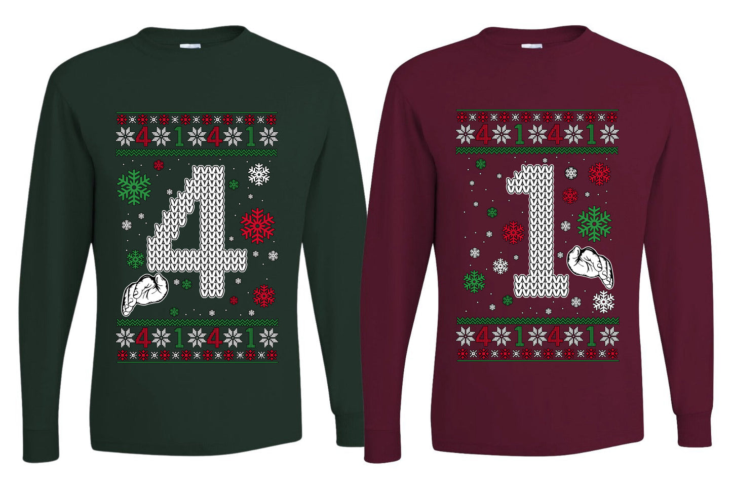 41 Combination Sweater Girlfriend Boyfriend Gift His and Hers Matching Ugly Christmas Couple Long Sleeve Shirt