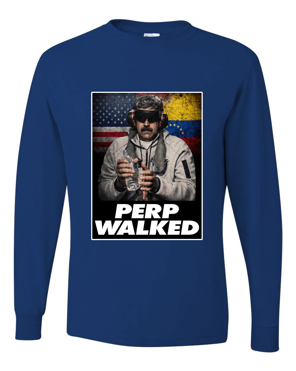 Venezuelan Dictator Maduro Captured Perp Walked Sweater, Unisex Mens Long Sleeve Shirt