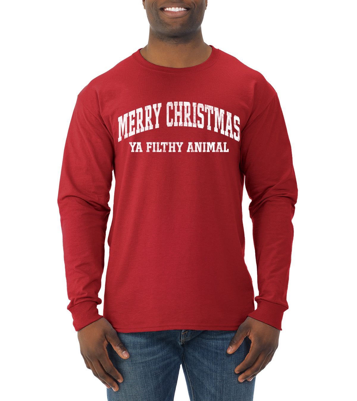 Vintage Movie Quote Merry Christmas Filthy Animal Christmas Mens Long Sleeve Shirt