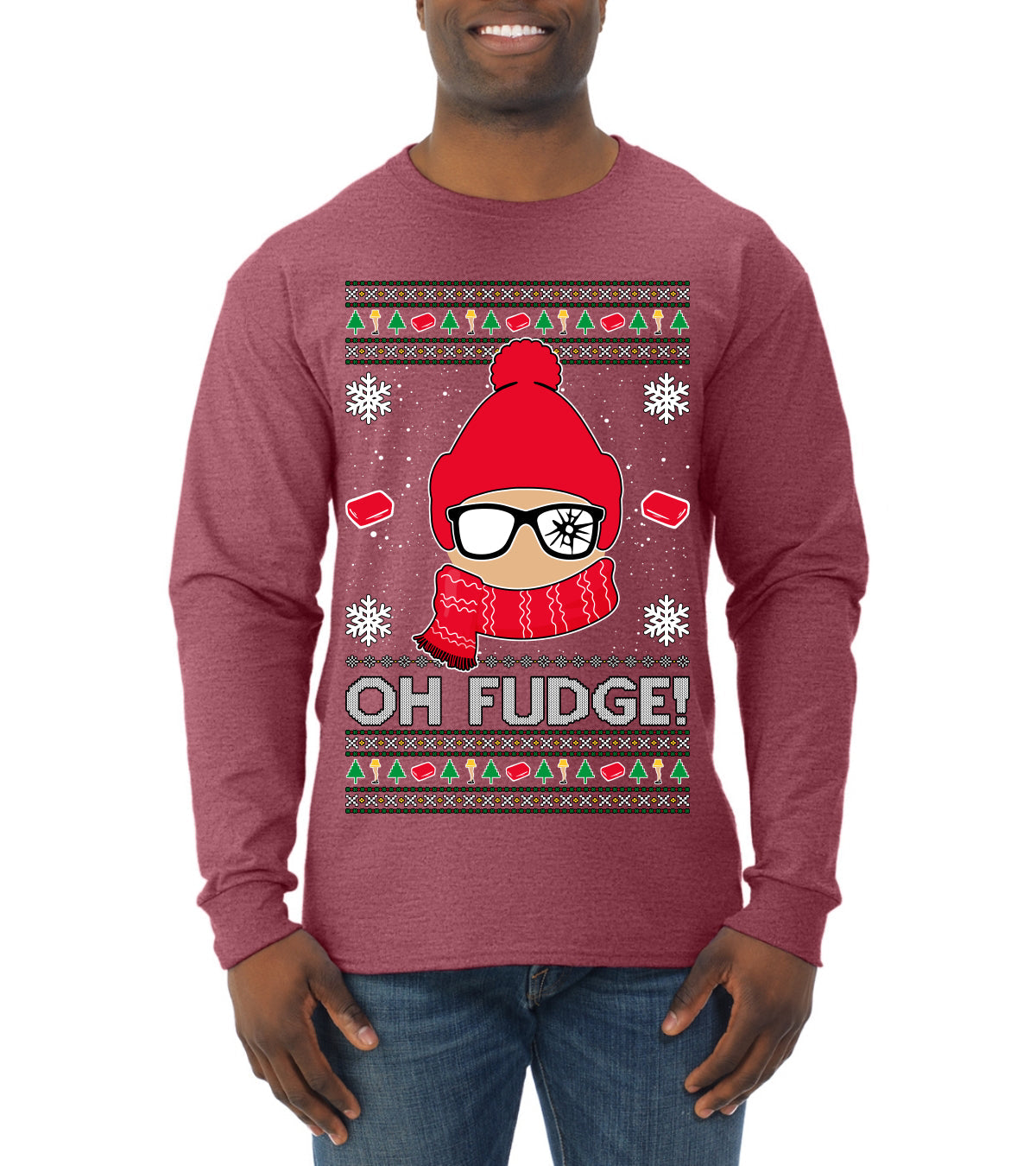 Oh Fudge Funny Story Ugly Christmas Sweater Mens Long Sleeve Shirt