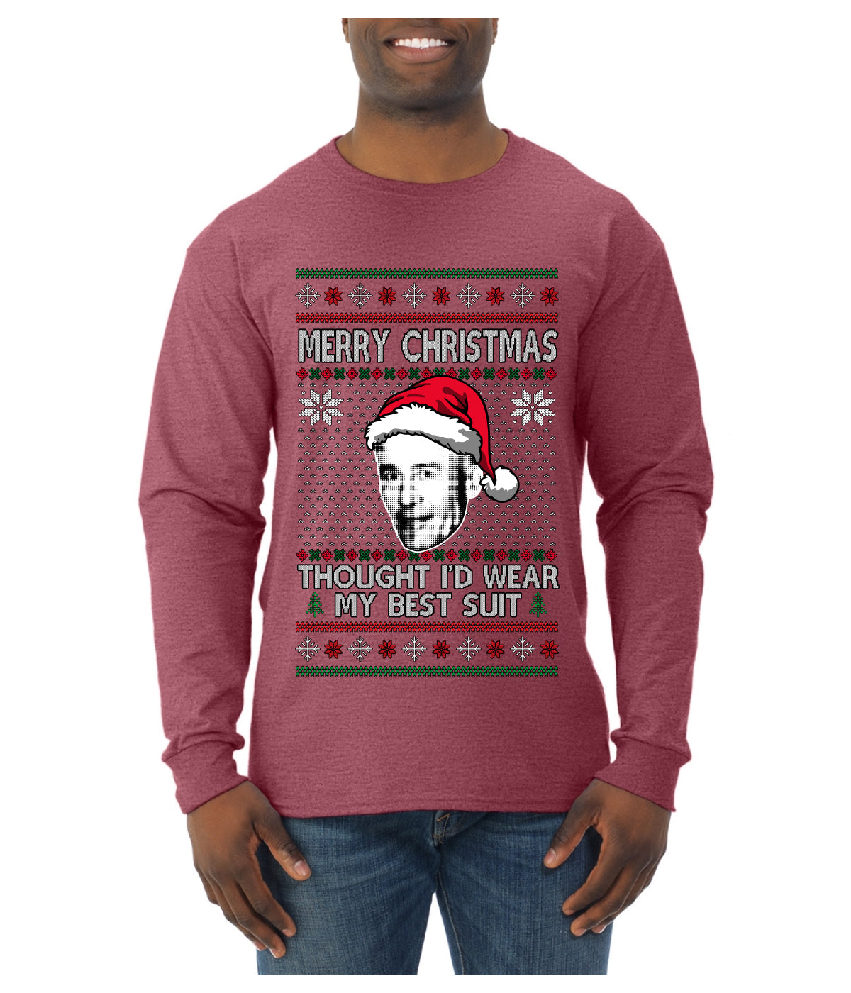 Thought I'd Wear My Best Suit Ed Gein, Ugly Christmas Sweater Mens Long Sleeve Shirt