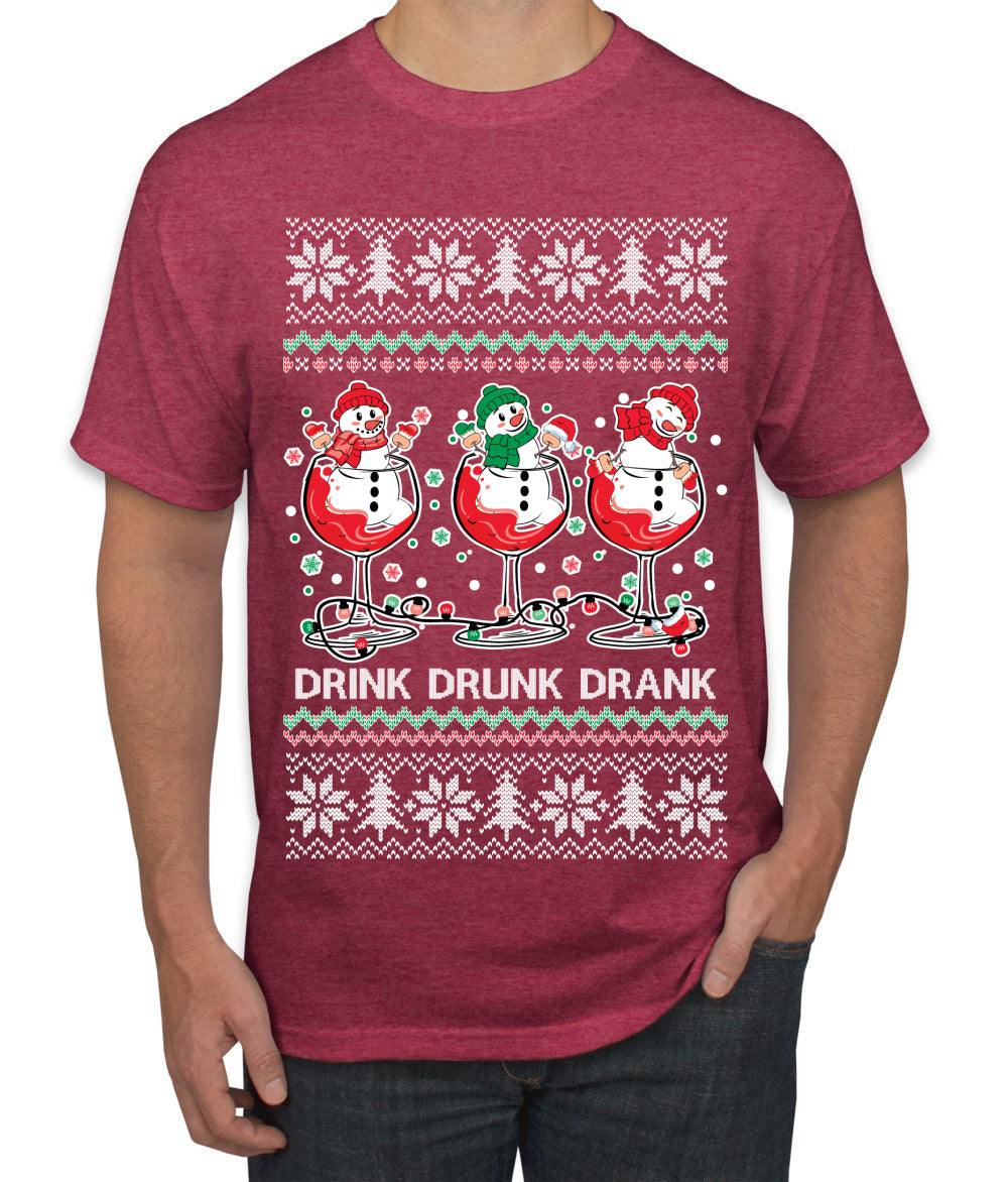 Holiday Spirits Drink Drank Drunk Snowmen Ugly Christmas Sweater Men's T-Shirt