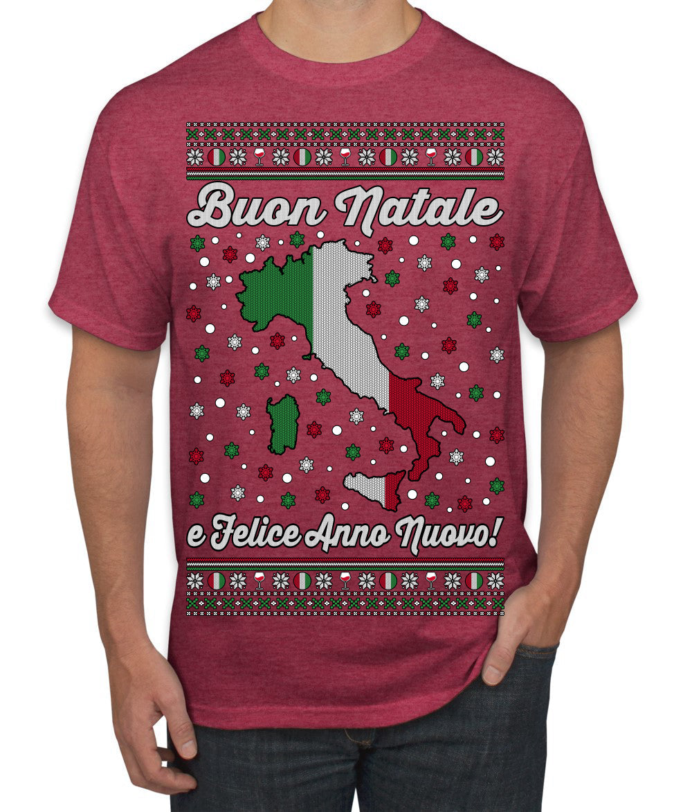Buon Natale e Felice Anno Nuovo! Merry Christmas and Happy New Year Ugly Christmas Sweater Men's T-Shirt