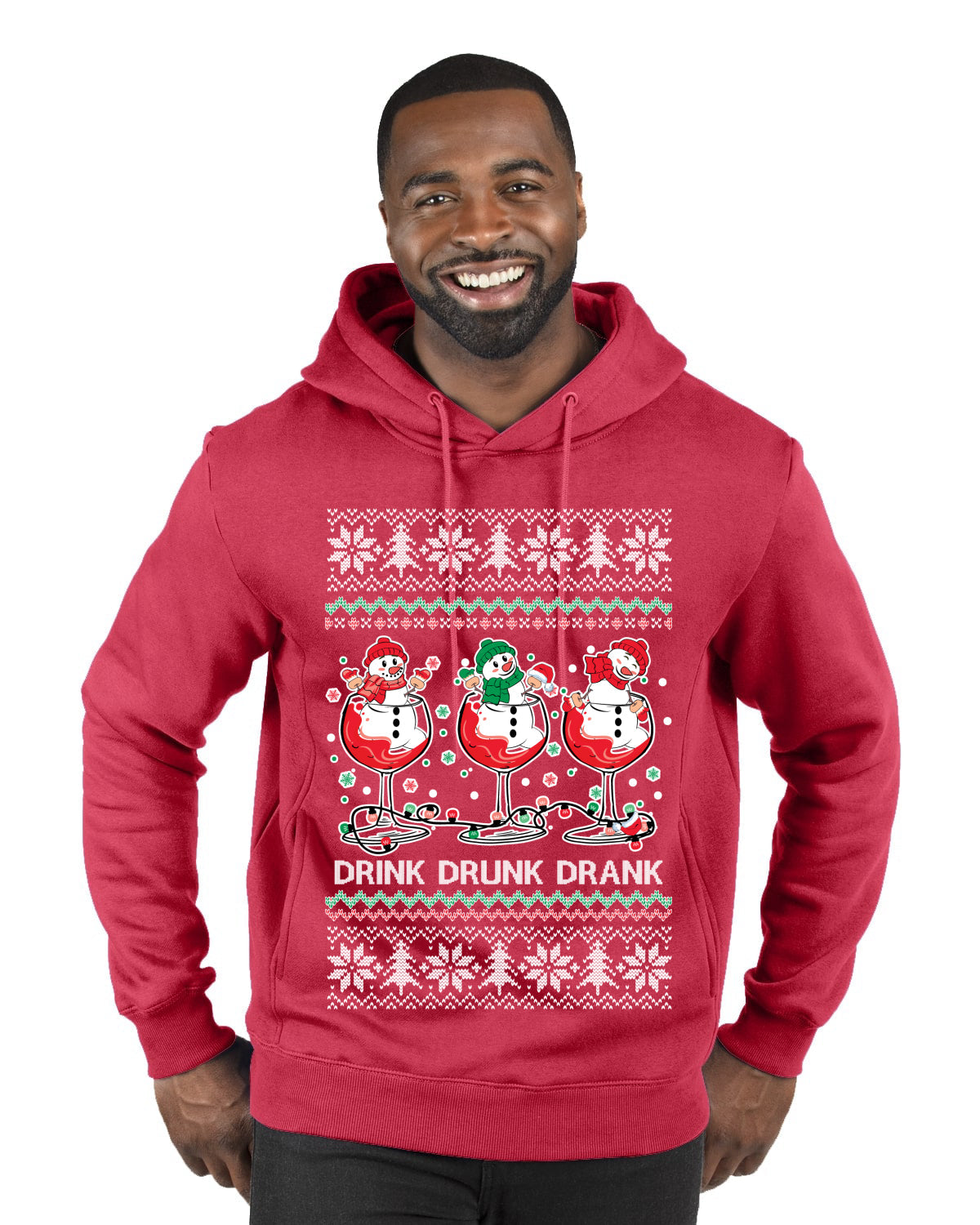 Holiday Spirits Drink Drank Drunk Snowmen Ugly Christmas Sweater Premium Graphic Hoodie Sweatshirt