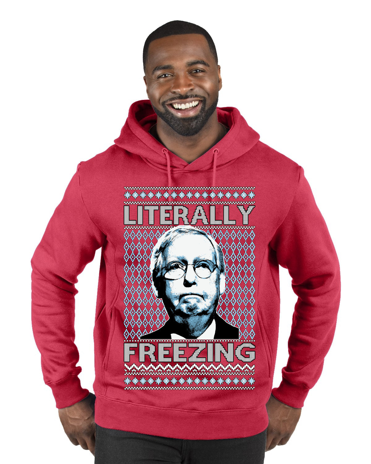 Literally Freezing McConnell Senator Ugly Christmas Sweater Premium Graphic Hoodie Sweatshirt