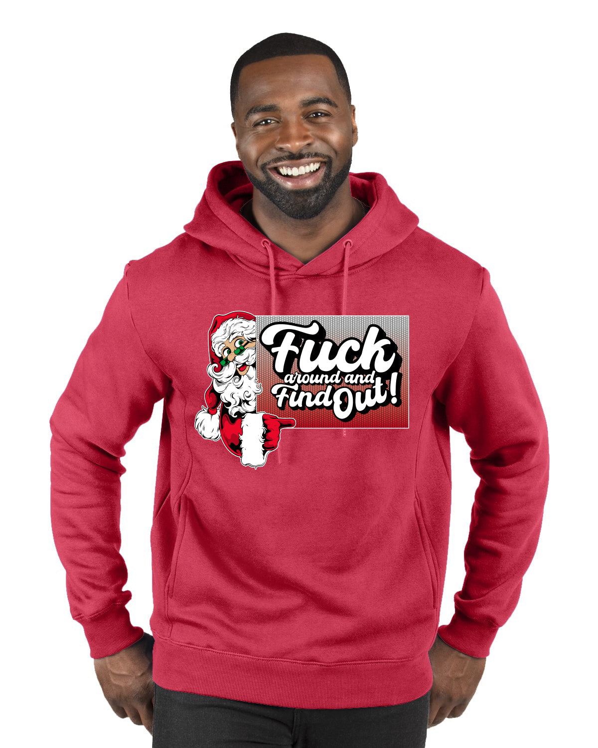 F Around And Find Out Santa Sign Ugly Christmas Sweater Premium Graphic Hoodie Sweatshirt