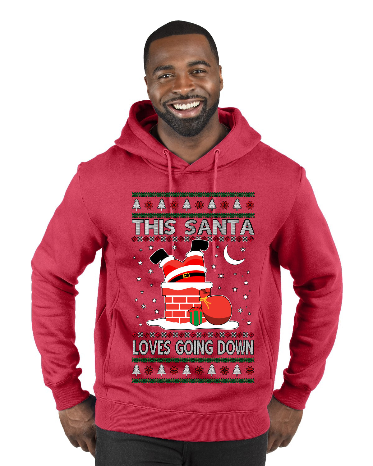 This Santa Loves going down, Funny dirty Humor, Ugly Christmas Sweater Premium Graphic Hoodie Sweatshirt