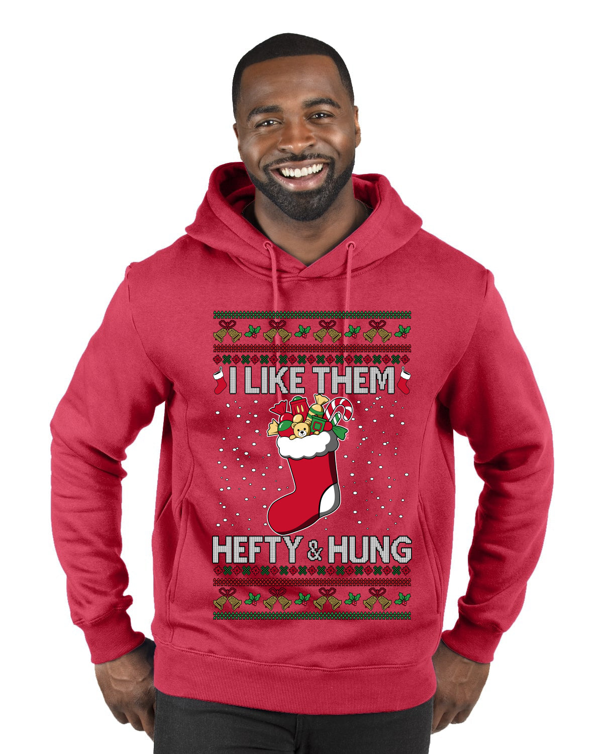 Hefty And Hung Christmas Sweater, Funny Ugly Christmas Sweater Premium Graphic Hoodie Sweatshirt