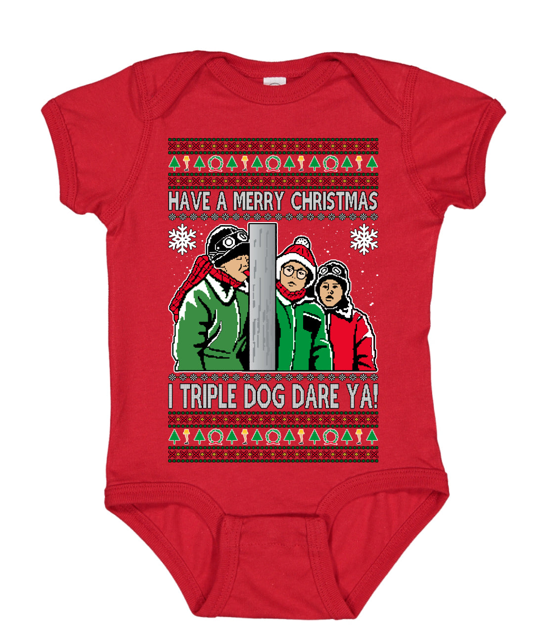 I Triple Dog Dare Ya Merry Story Ugly Christmas Sweater Baby Creeper Boys Girls Infant Bodysuit