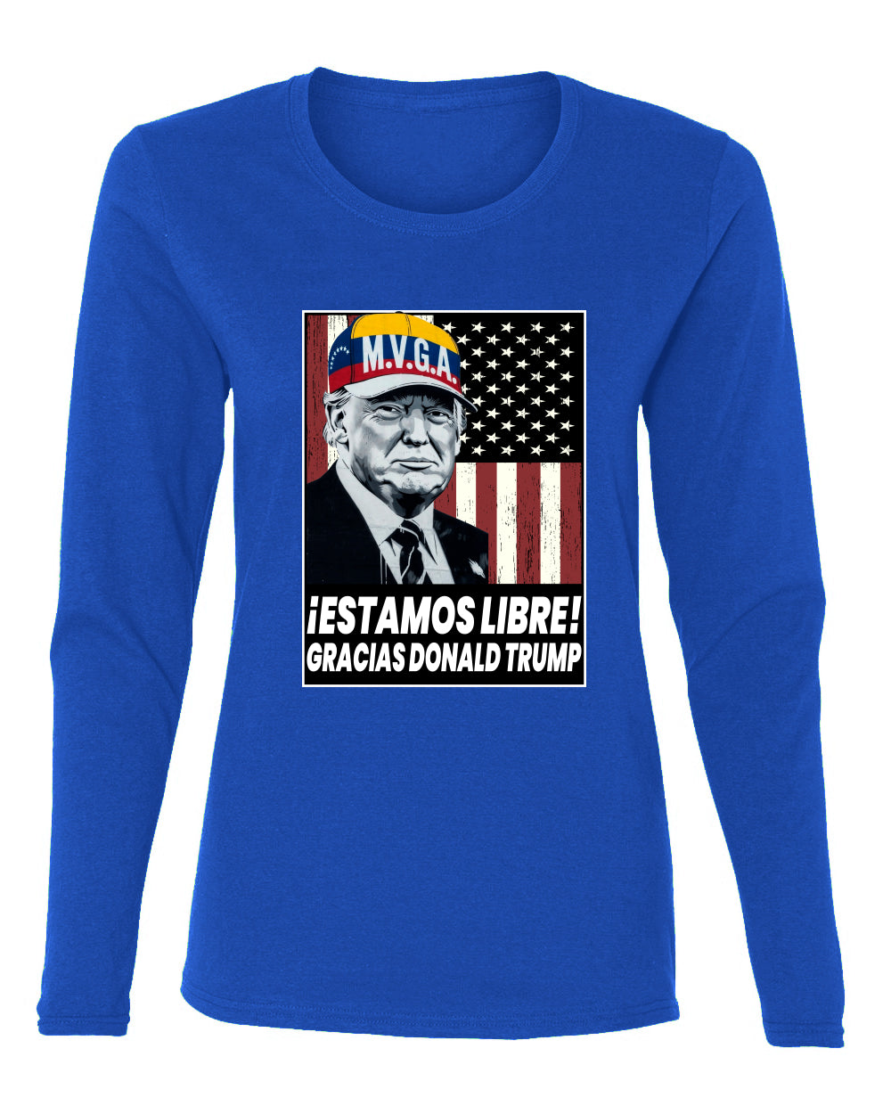 Estamos Libre, Gracias Donald Trump Make Venezuela Great Again Sweater, Womens Graphic Long Sleeve T-Shirt