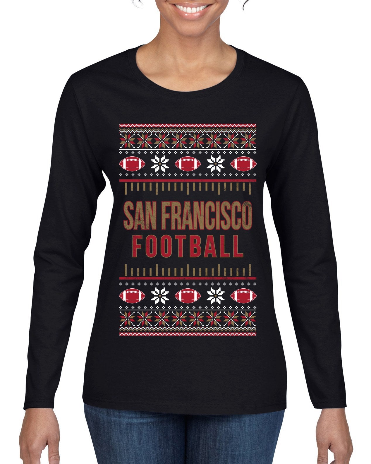 City of San Francisco SF American Football Fantasy Fan Ugly Christmas Sweater Unisex Crewneck Sweatshirt