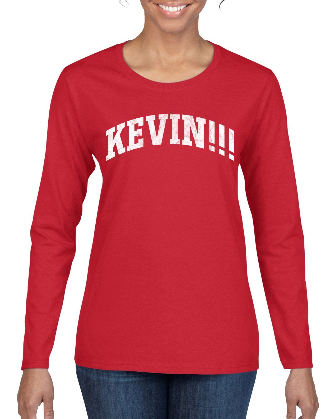 Vintage Movie Quote KEVIN!!! Christmas Womens Graphic Long Sleeve T-Shirt