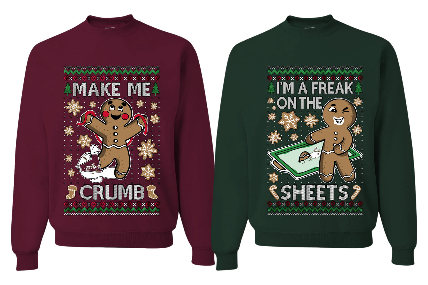 Freak On The Sheets Make Me Crumb Sweater Girlfriend Boyfriend Gift His and Hers Matching Ugly Christmas Couple Crewneck Sweatshirt