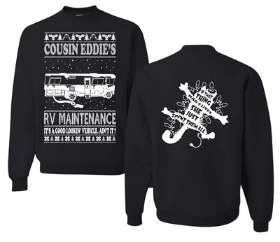 Family Vacation Cousin Eddie's RV Maintenance Ugly Christmas Front and Back Sweater Unisex Crewneck Sweatshirt