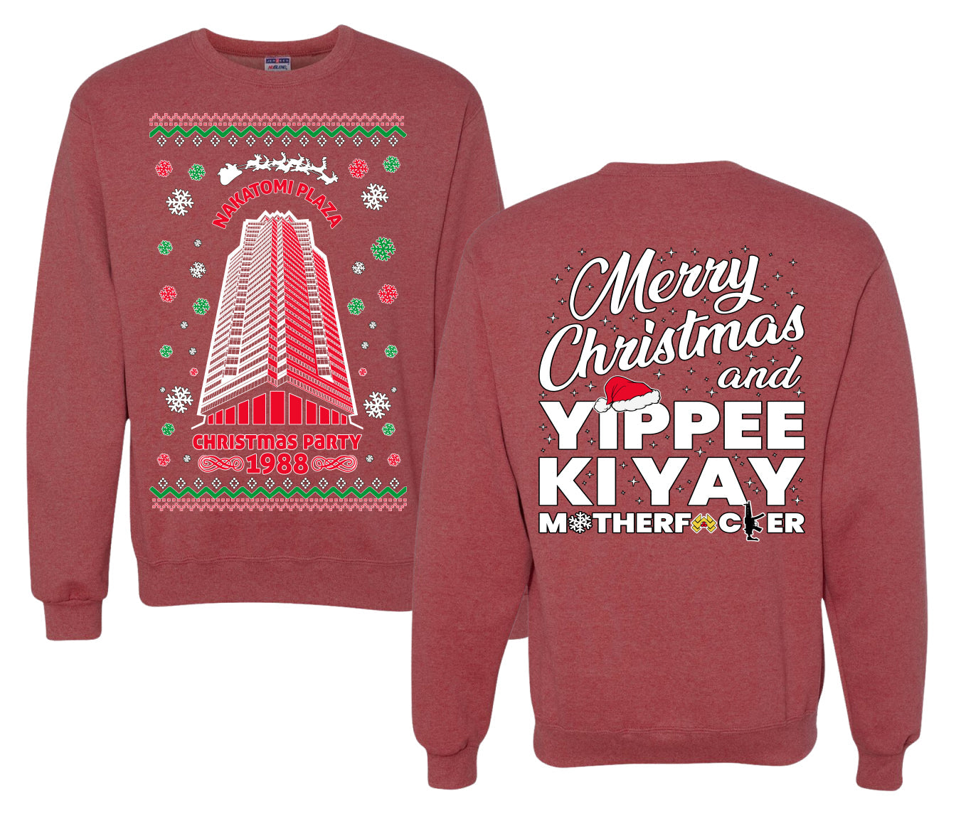 Nakatomi Plaza Christmas Party 1988 Ugly Christmas Front and Back Sweater Unisex Crewneck Sweatshirt