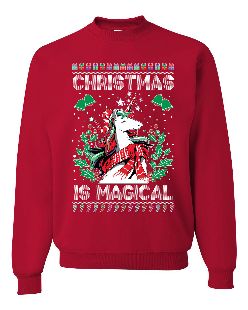Christmas Is Magical Unicorn Christmas Unisex Crewneck Graphic Sweatshirt