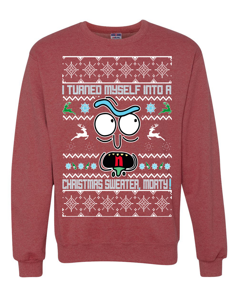 i turned myself into a christmas sweater morty Christmas Unisex Crewneck Graphic Sweatshirt