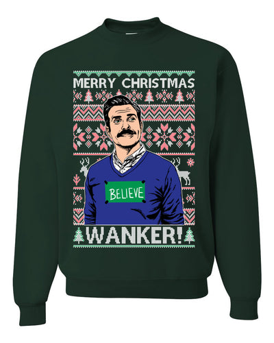 Merry Christmas Wanker Ugly Christmas Sweater Unisex Crewneck Sweatshirt