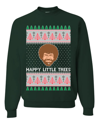 Happy Little Trees Ugly Christmas Sweater Unisex Crewneck Sweatshirt