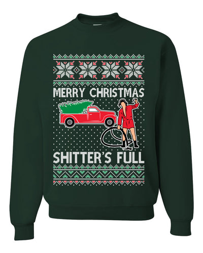 Cousin Eddie Merry Christmas Shitter's Full Ugly Christmas Sweater Unisex Crewneck Sweatshirt