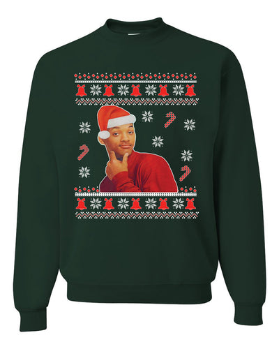 Will Smith Fresh Prince Of Bel Air Christmas Xmas Candy Cane Ugly Christmas Sweater Unisex Crewneck Sweatshirt