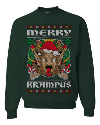 Merry Krampus Santa Folklore Figure Horror Ugly Christmas Sweater Unisex Crewneck Sweatshirt