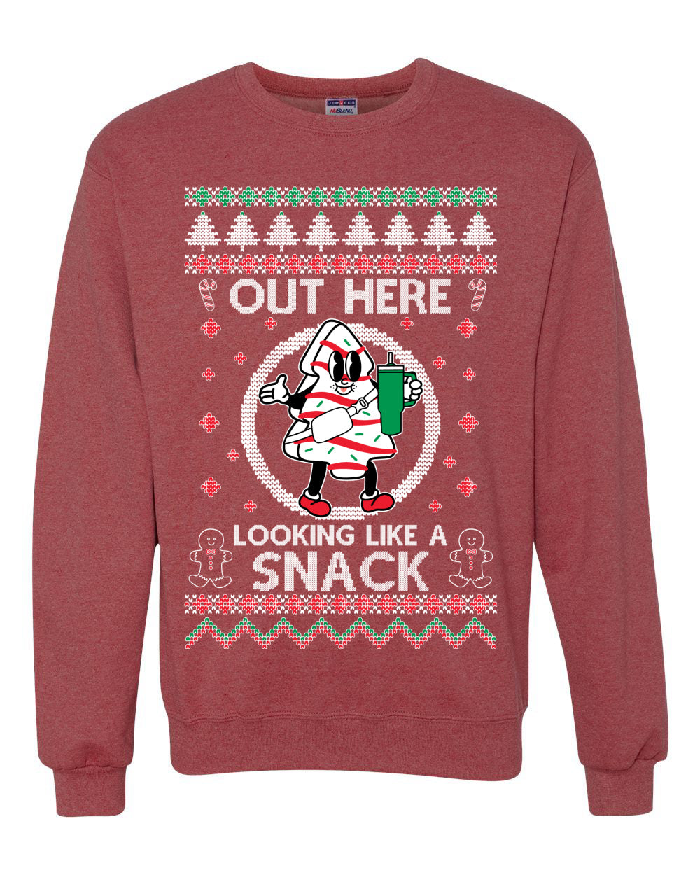 Out Here Looking Like A Snack Cookie Ugly Christmas Sweater Unisex Crewneck Sweatshirt