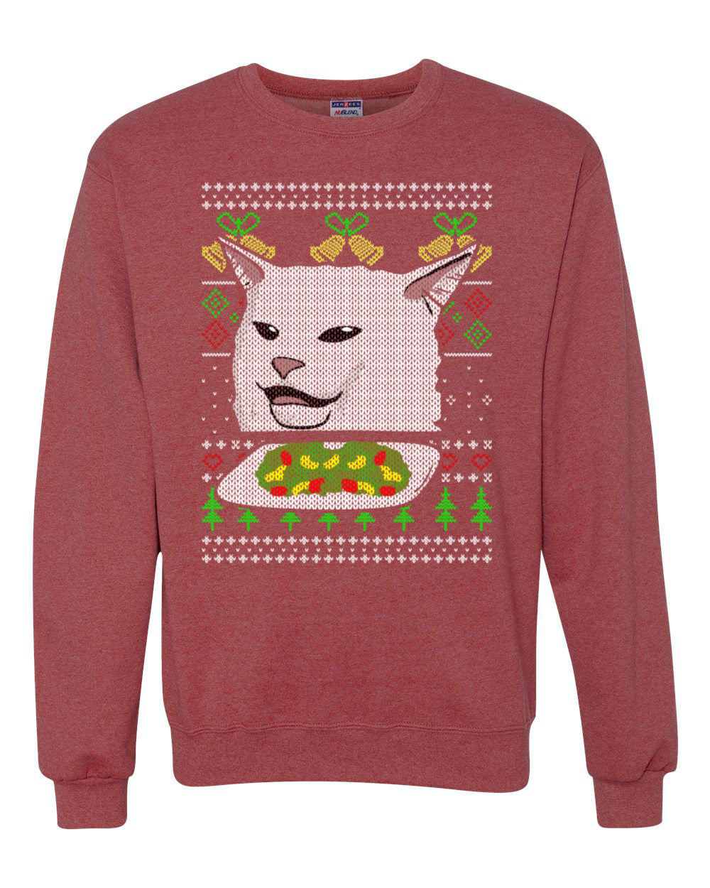 Women Yelling At Cat Meme Funny Twitter Tik Tok 2019 Ugly Christmas Sweater Unisex Crewneck Sweatshirt