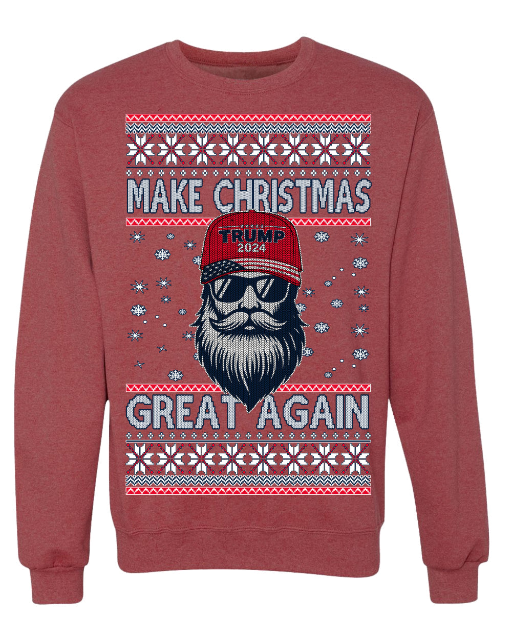Make Christmas Great Again Trump Santa Claus 2024 MAGA Ugly Christmas Sweater Crewneck Sweatshirt