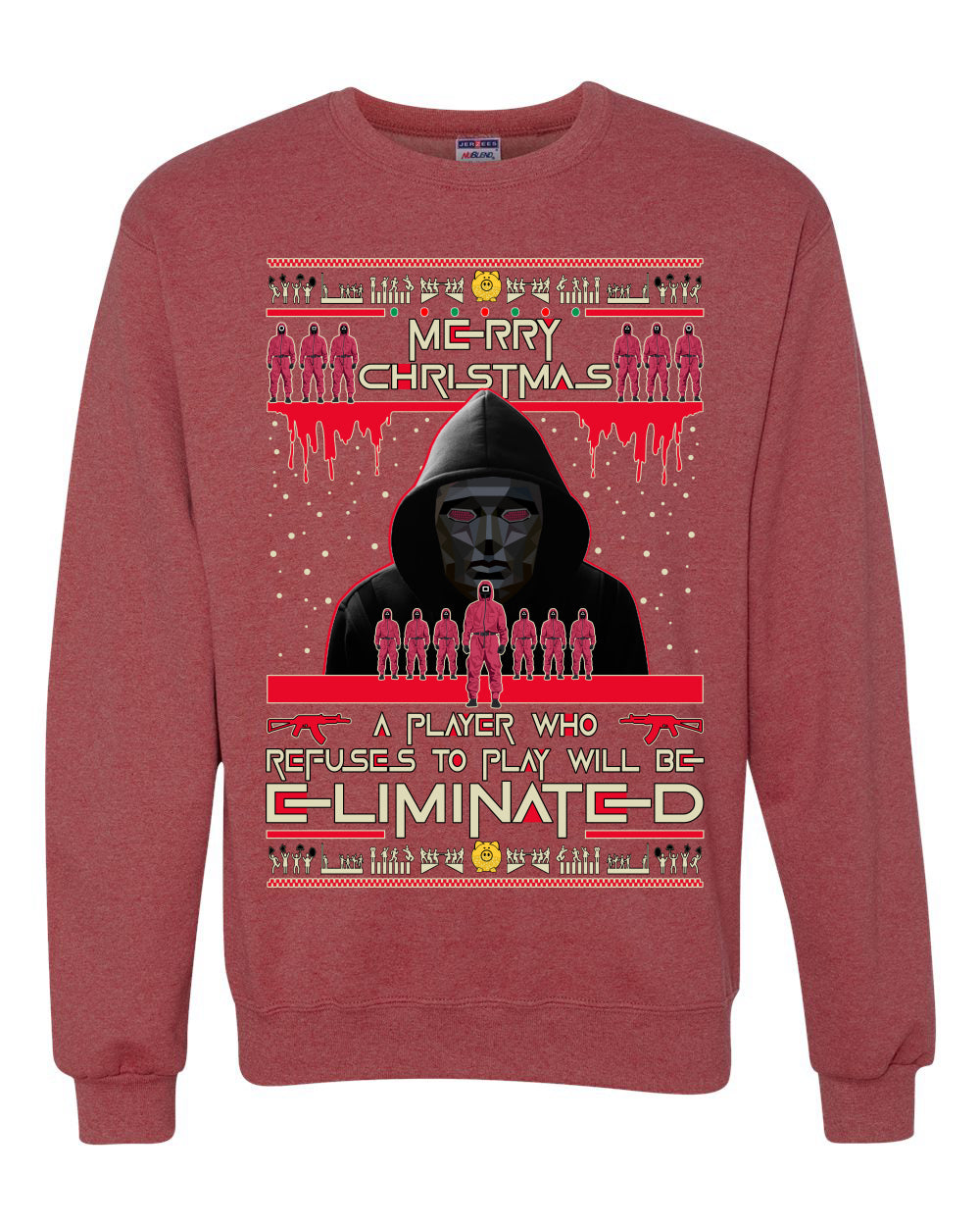 Merry Xmas Squid Game Not be Eliminated Ugly Christmas Sweater Unisex Crewneck Sweatshirt
