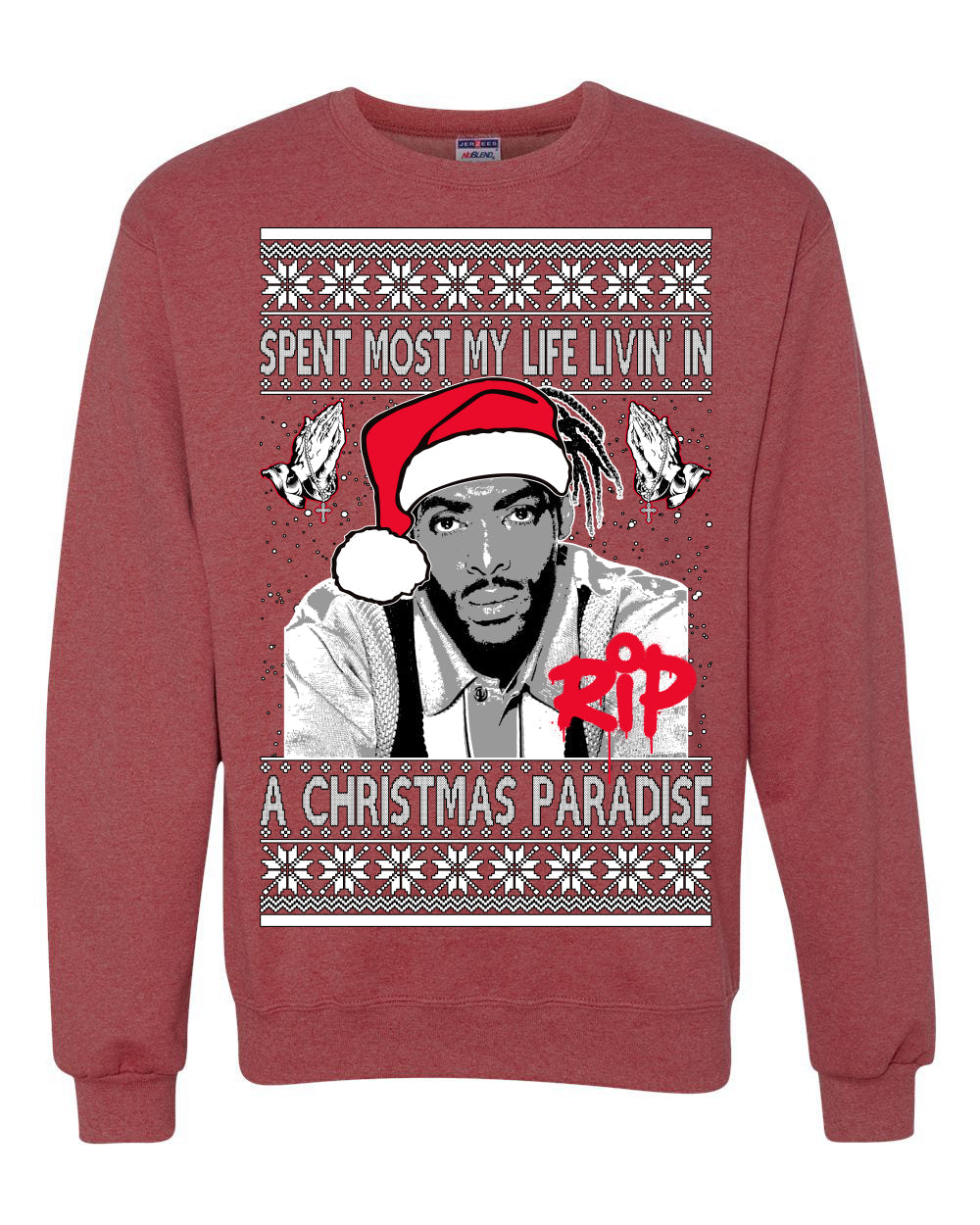Cool Paradise Rapper Gangsta Paradise RIP Ugly Christmas Sweater Unisex Crewneck Sweatshirt
