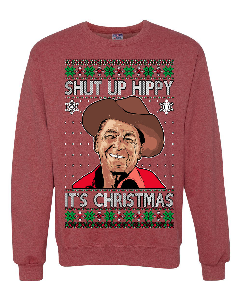 Shut Up Hippy It's Christmas Ugly Christmas Sweater Unisex Crewneck Sweatshirt