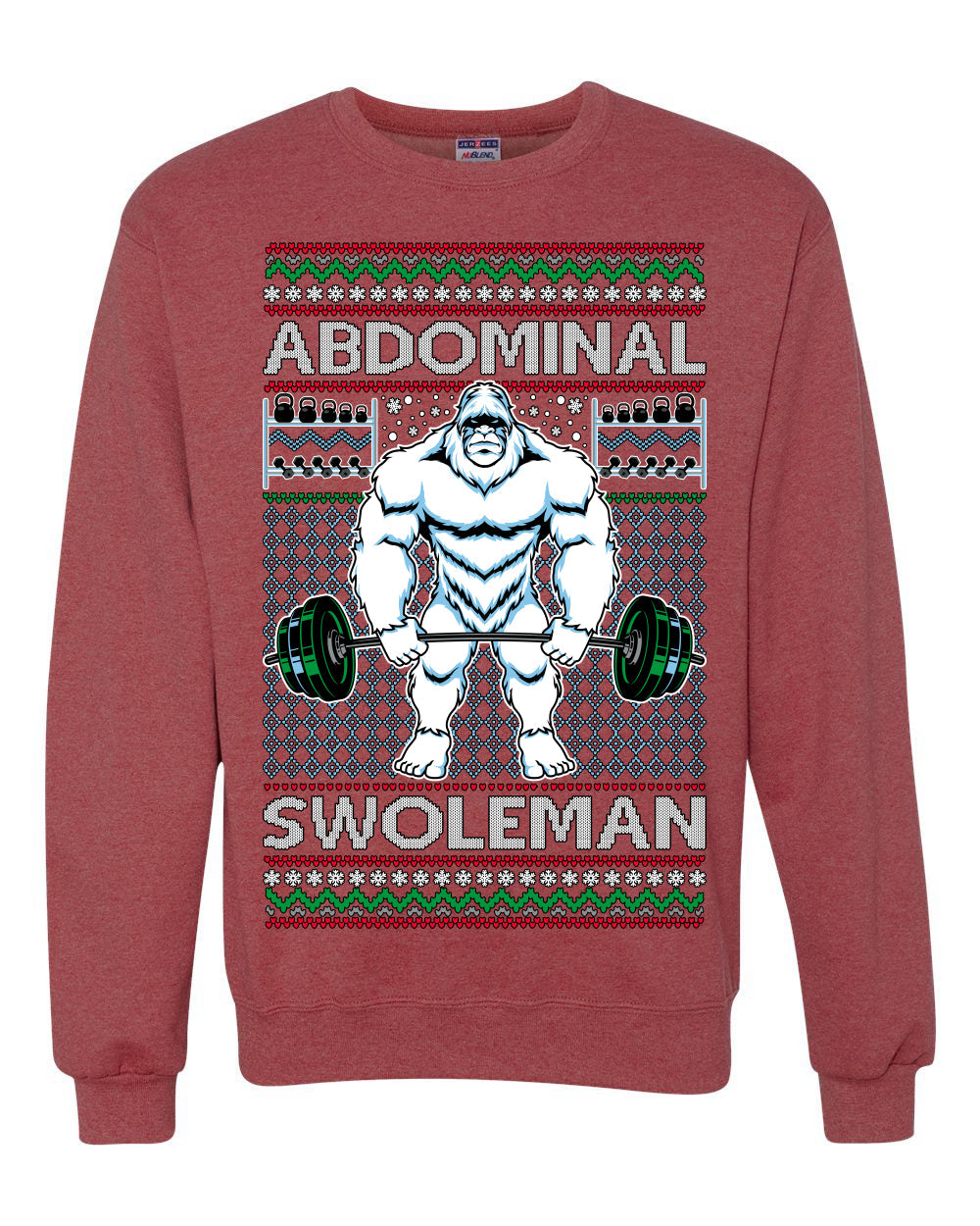 Abdominal Swoleman Fitness Yeti Ugly Christmas Sweater Unisex Crewneck Sweatshirt