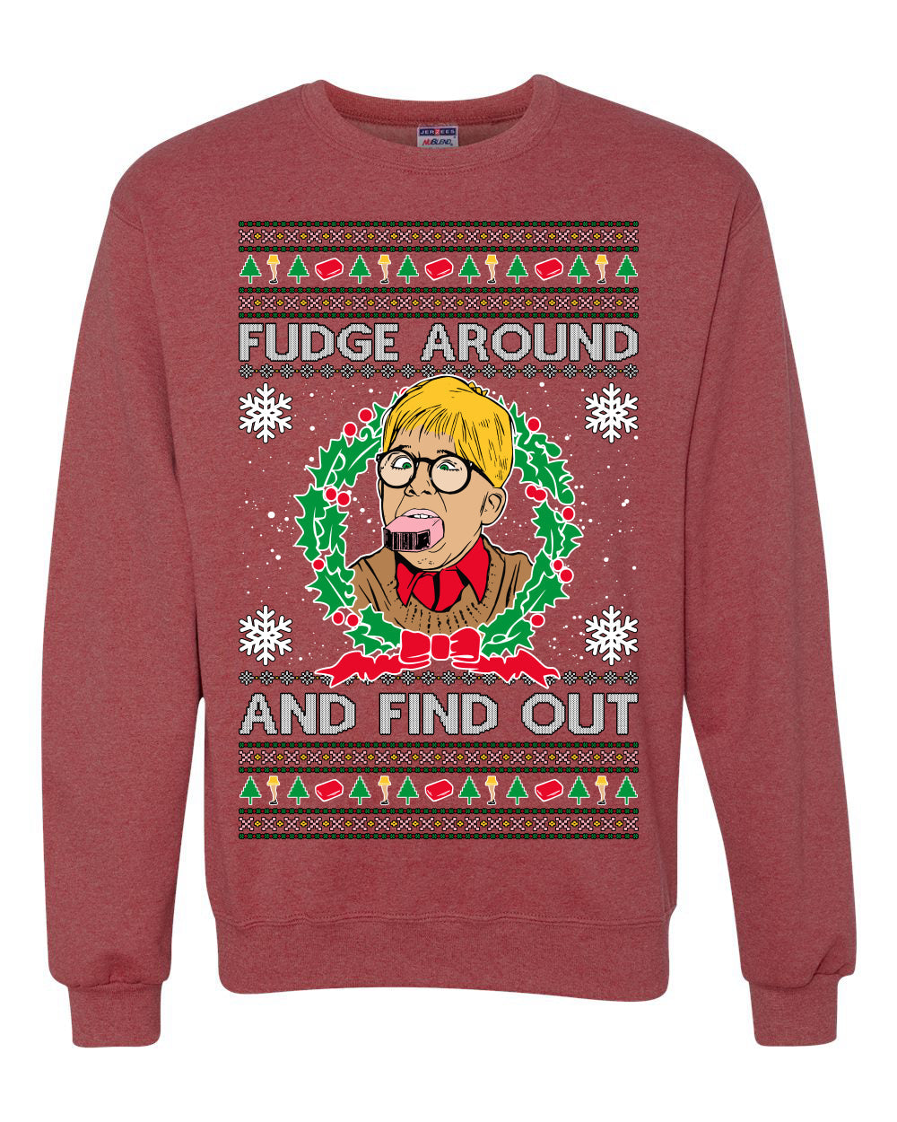 Fudge Around And Find Out Story Ugly Christmas Sweater Unisex Crewneck Sweatshirt