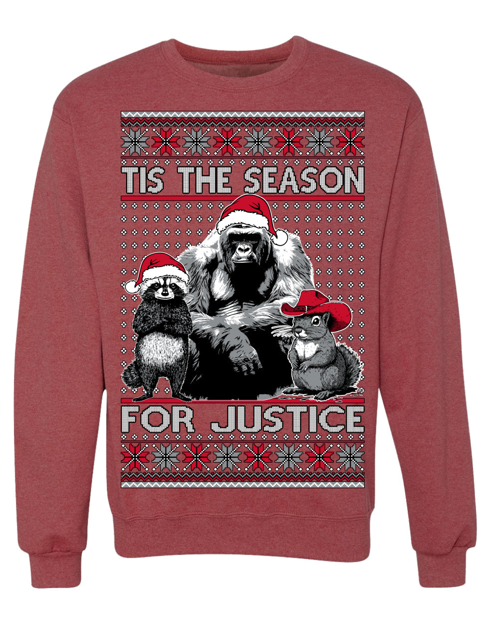 Tis the Season For Justice Harambe Peanut Fred Raccoon Ugly Christmas Sweater