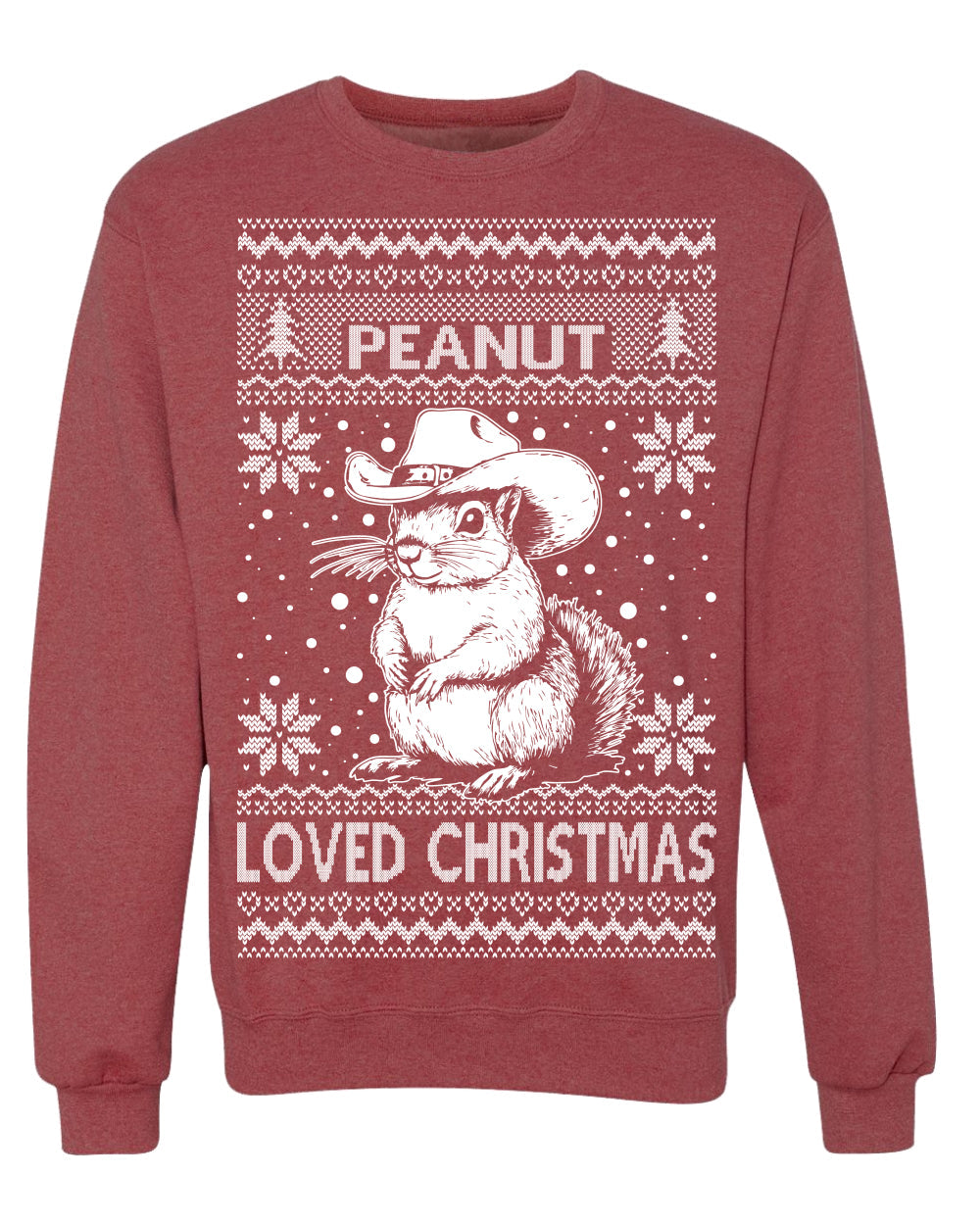 Peanut Loved Christmas RIP Funny Viral Squirrel Meme Ugly Christmas Sweater Crewneck Sweatshirt