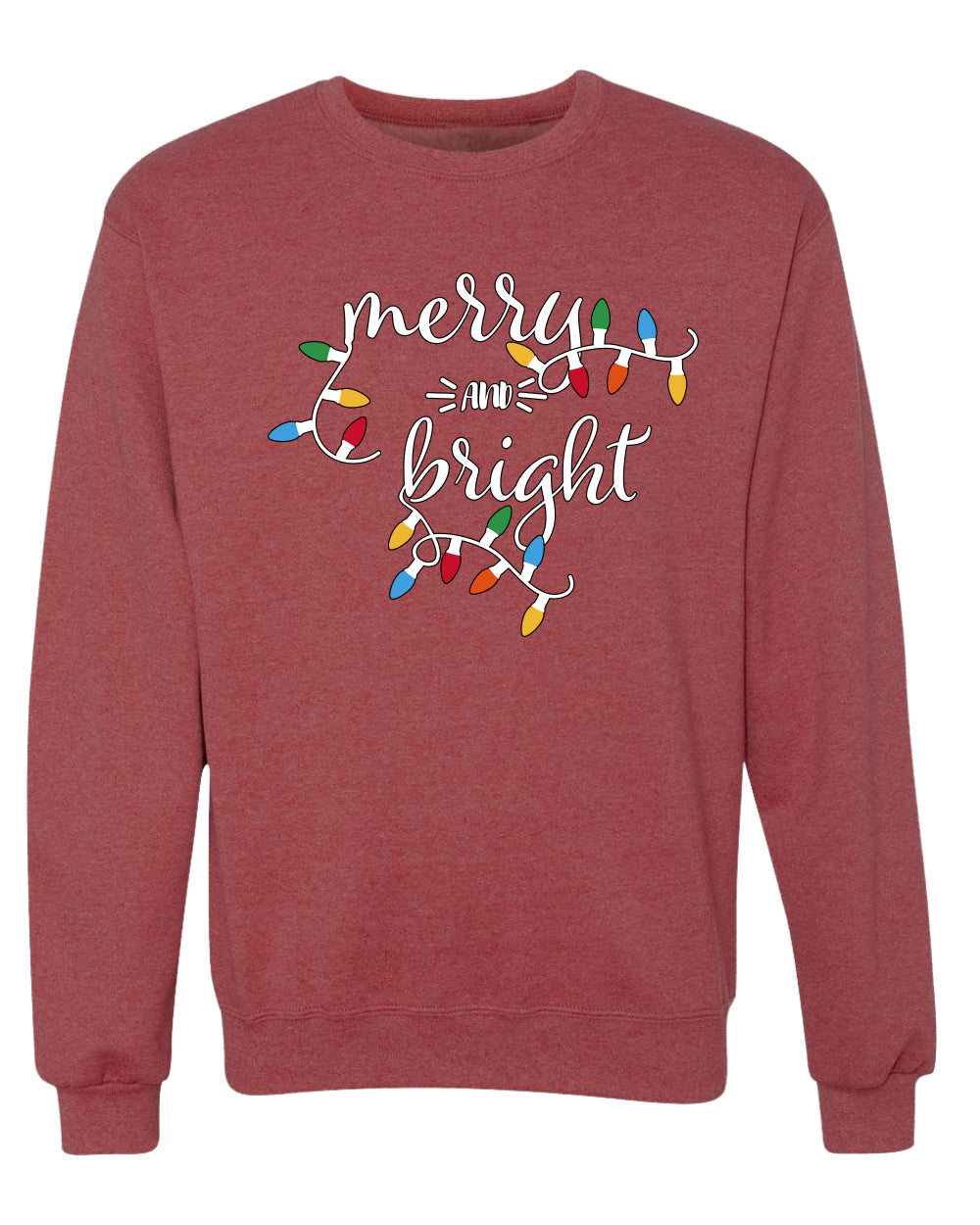 Merry and Bright Christmas Lights, Cute Festive Colorful Christmas Design, Ugly Christmas Unisex Sweater, Crewneck Sweatshirts