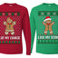 Eat My Cookie Lick My Icing Naughty Gingerbread Ugly Christmas Matching Couples Long Sleeve Shirt