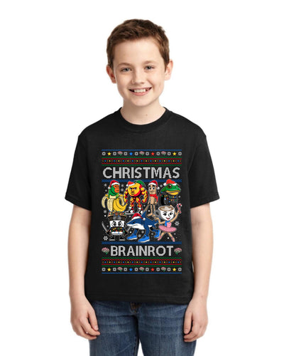 Christmas Brainrot Ugly Christmas Sweater For Kids | Unisex Boys Girls Graphic Youth T-Shirt