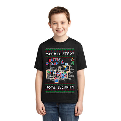 McCallister's Home Security Battle Plan Alone Kevin Christmas Unisex Boys Girls Graphic Youth T-Shirt