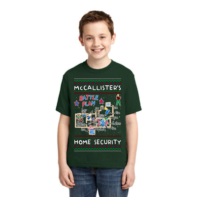 McCallister's Home Security Battle Plan Alone Kevin Christmas Unisex Boys Girls Graphic Youth T-Shirt