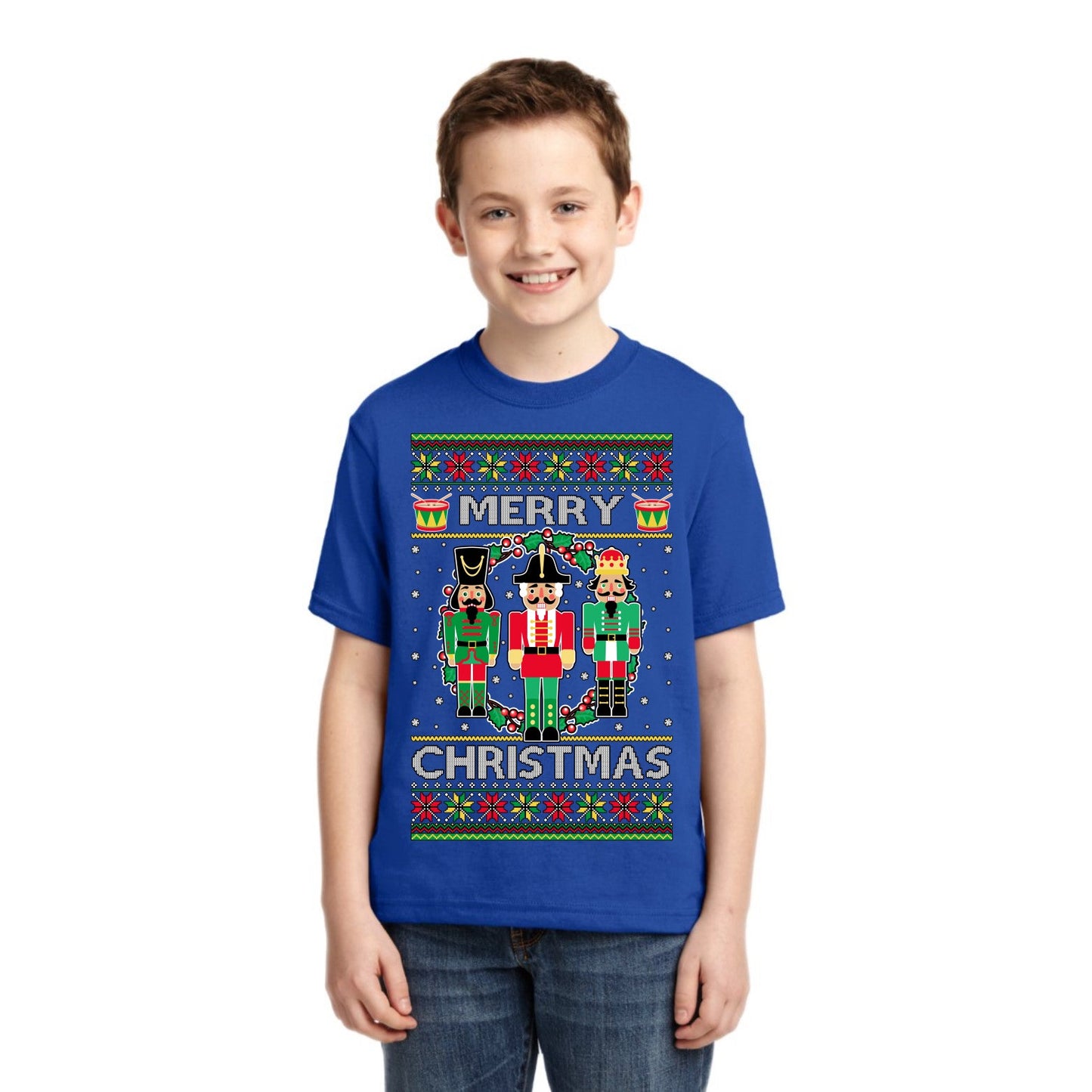 Merry Christmas Nutcrackers Christmas Unisex Boys Girls Graphic Youth T-Shirt