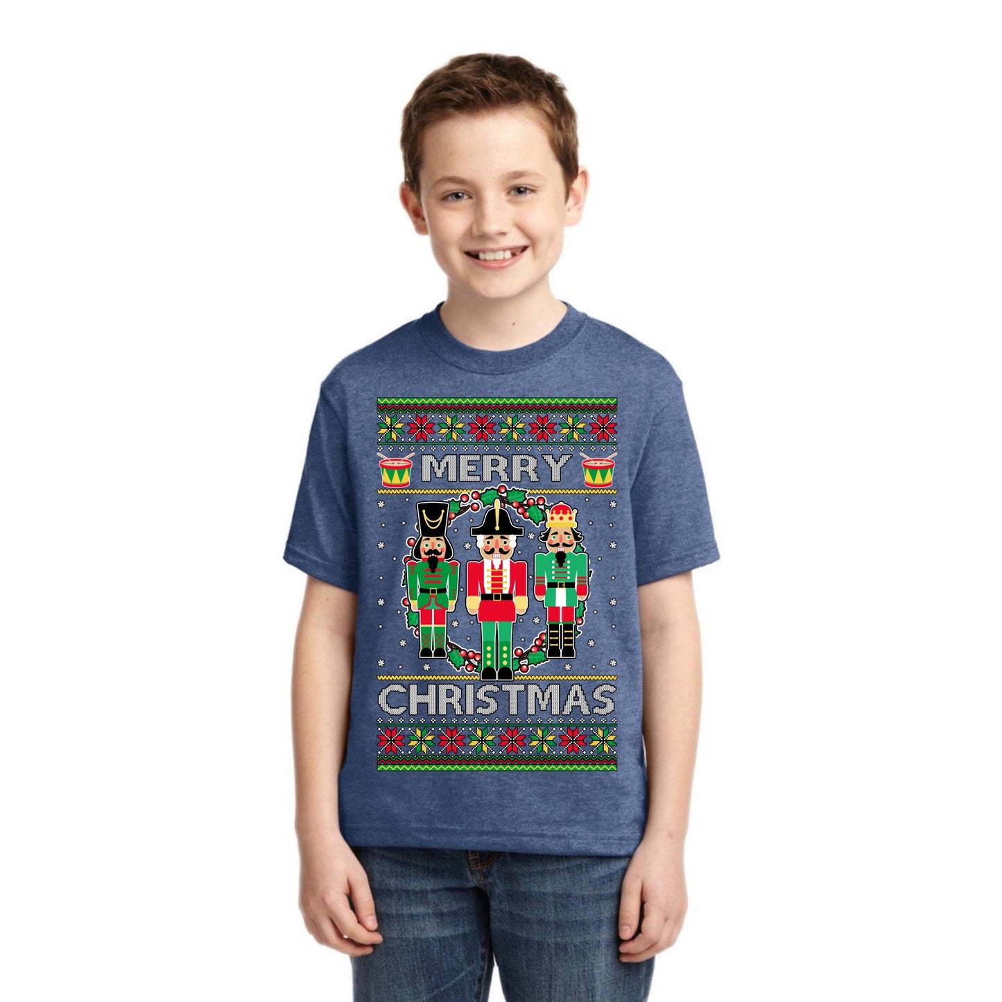 Merry Christmas Nutcrackers Christmas Unisex Boys Girls Graphic Youth T-Shirt