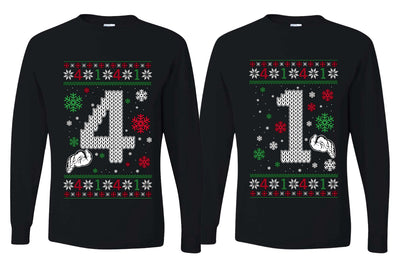 41 Combination Sweater Girlfriend Boyfriend Gift His and Hers Matching Ugly Christmas Couple Long Sleeve Shirt