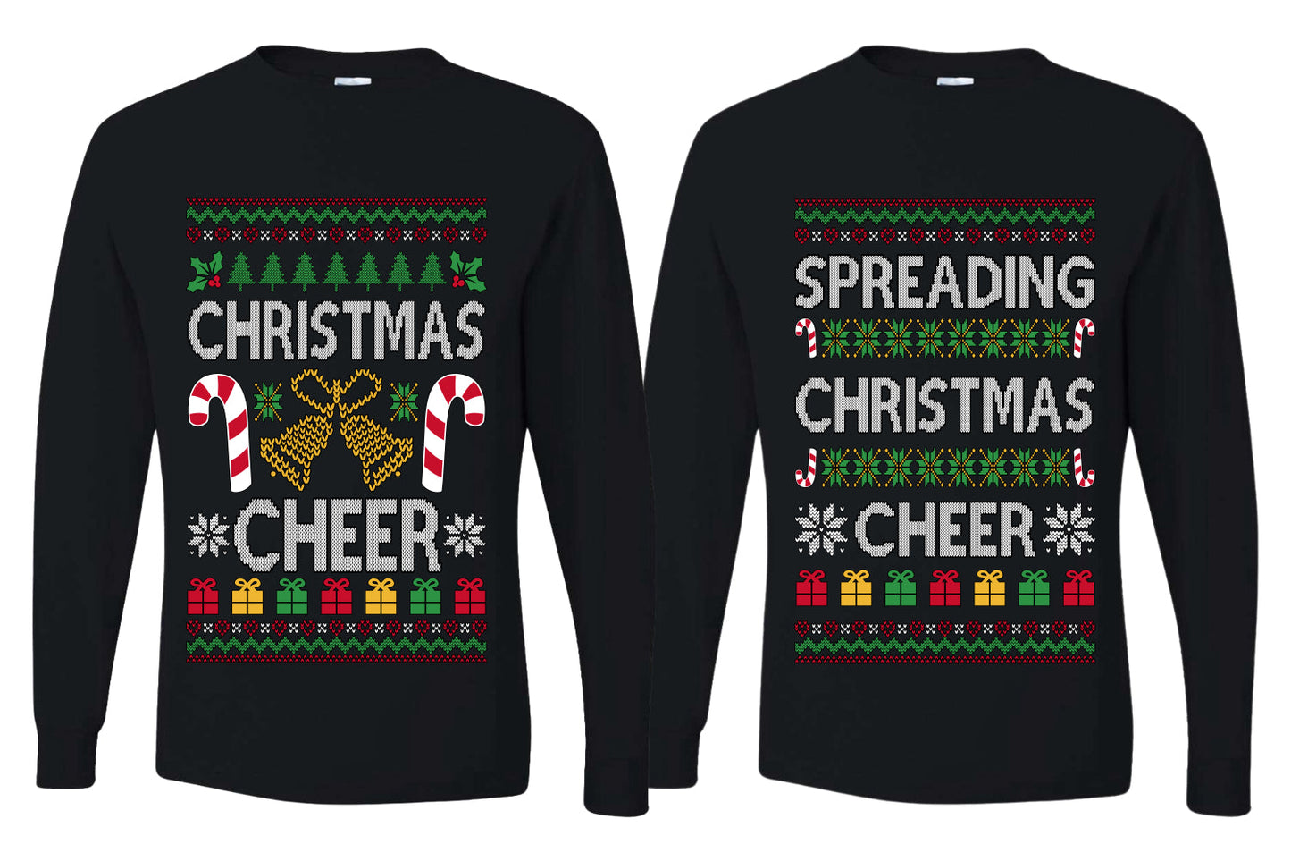 Spreading Christmas Cheer Sweater Girlfriend Boyfriend Gift His and Hers Matching Ugly Christmas Couple Long Sleeve Shirt