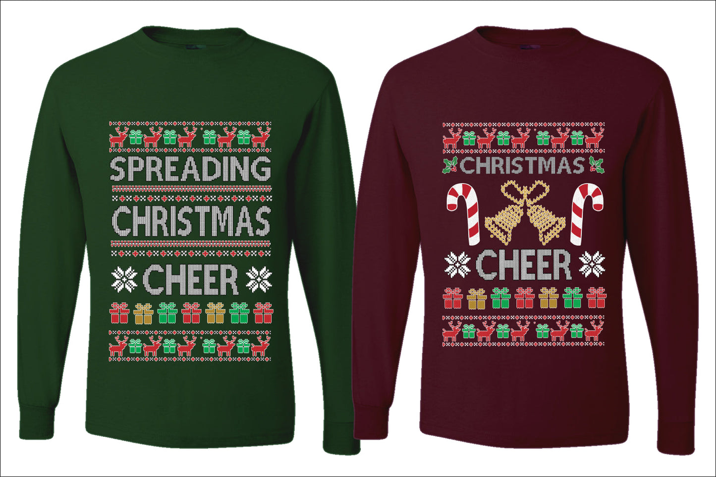Spreading Christmas Cheer Sweater Girlfriend Boyfriend Gift His and Hers Matching Ugly Christmas Couple Long Sleeve Shirt