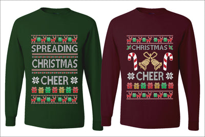 Spreading Christmas Cheer Sweater Girlfriend Boyfriend Gift His and Hers Matching Ugly Christmas Couple Long Sleeve Shirt