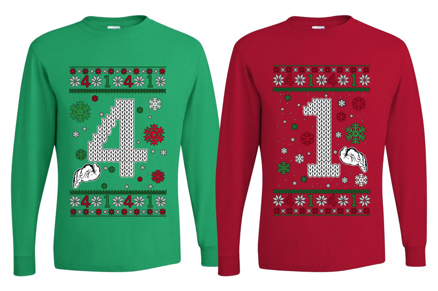 41 Combination Sweater Girlfriend Boyfriend Gift His and Hers Matching Ugly Christmas Couple Long Sleeve Shirt