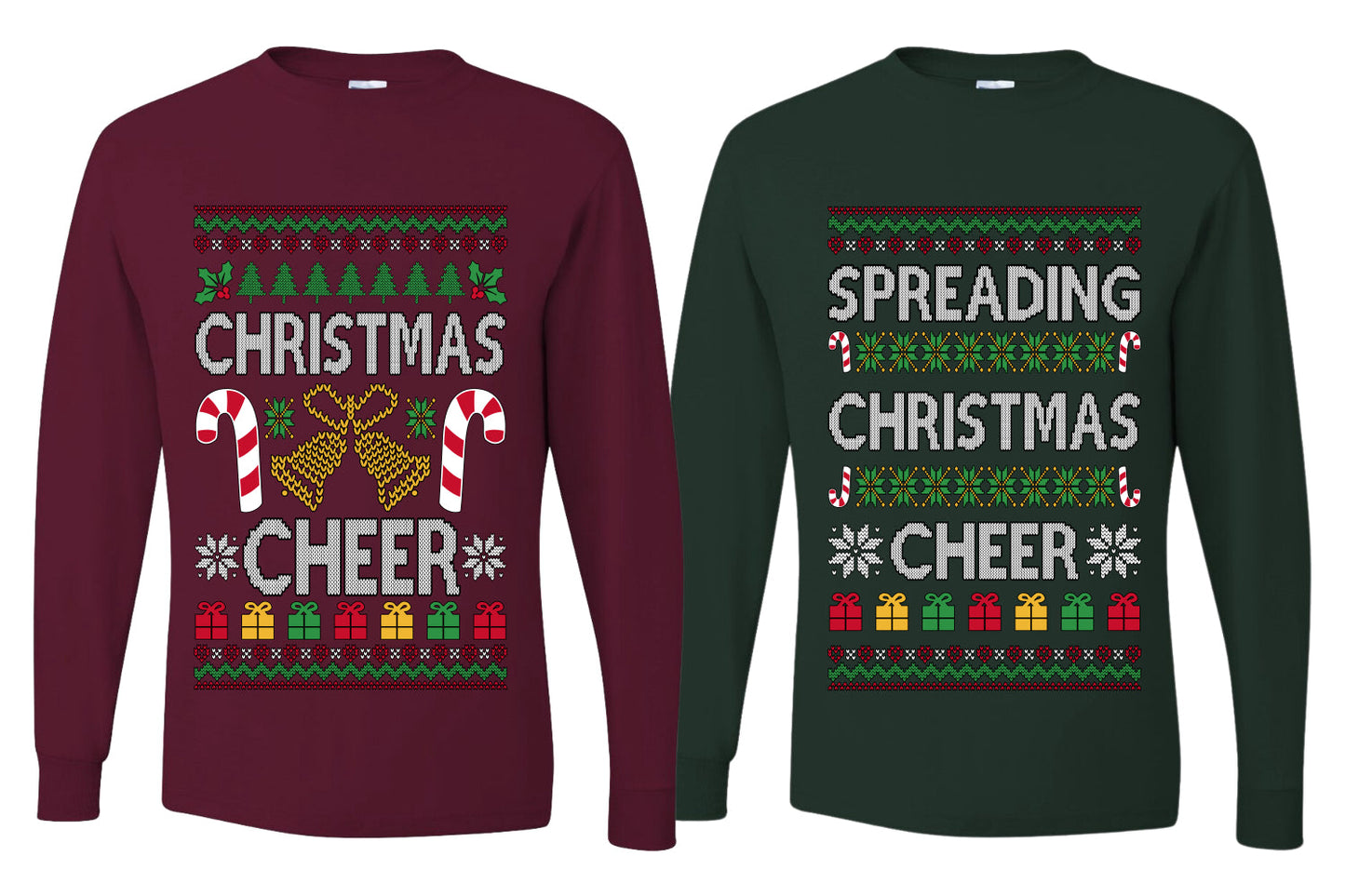 Spreading Christmas Cheer Sweater Girlfriend Boyfriend Gift His and Hers Matching Ugly Christmas Couple Long Sleeve Shirt