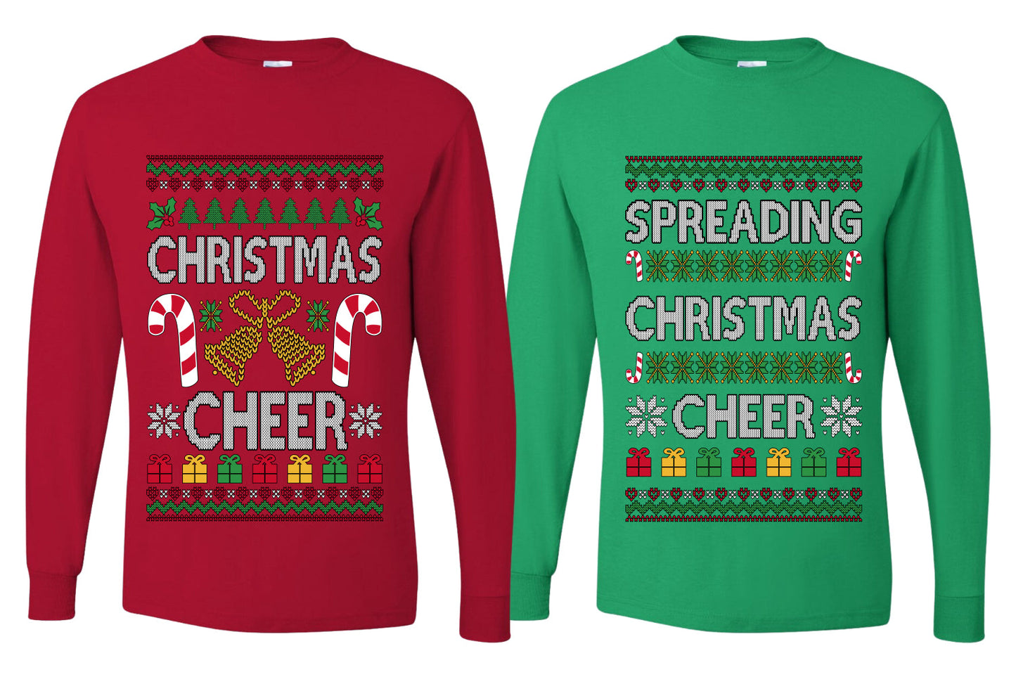 Spreading Christmas Cheer Sweater Girlfriend Boyfriend Gift His and Hers Matching Ugly Christmas Couple Long Sleeve Shirt